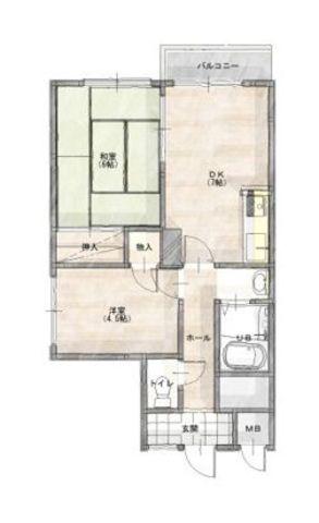 井本マンション(2LDK/2階)の間取り写真