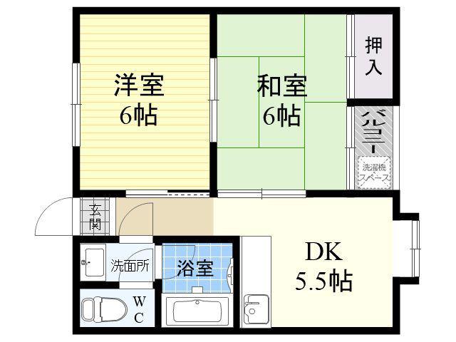 ロイヤルメゾン出戸(2DK/4階)の間取り写真