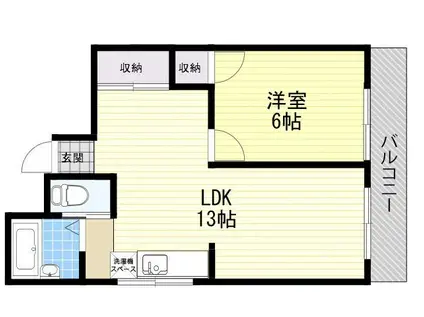 メゾーネ南田辺(1LDK/2階)の間取り写真