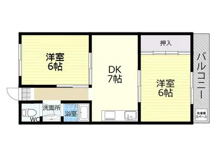 グランベガ平野南(2DK/5階)の間取り写真