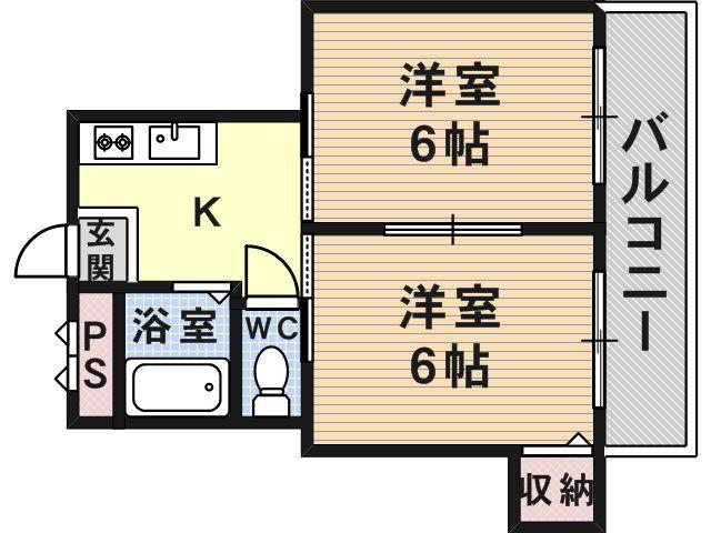 コーポ中野(2DK/3階)の間取り写真