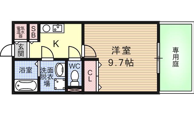 パンリュ ミエール(1K/1階)の間取り写真