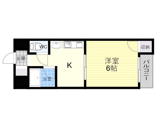 ベルハイツK(1K/4階)の間取り写真