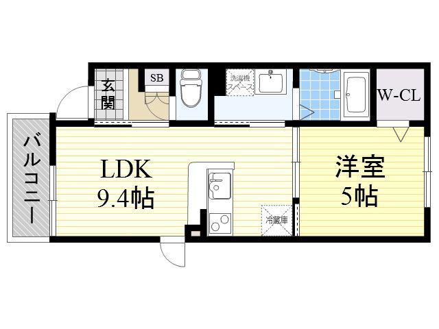 シェリール平野(1LDK/1階)の間取り写真