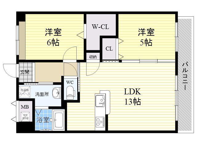 モラーダ(2LDK/3階)の間取り写真