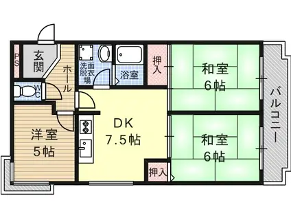 マンション津坂(3DK/4階)の間取り写真