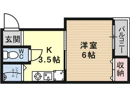 メゾン松下(1DK/3階)の間取り写真