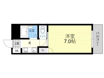 キンキ平野ハイツ(1K/6階)の間取り写真