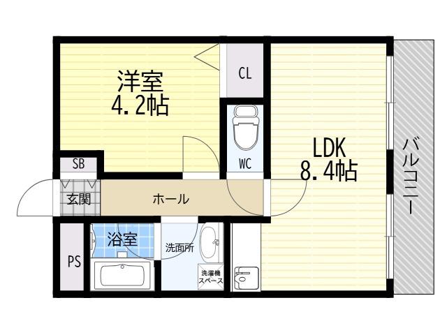 フェニックスロべニュー(1LDK/1階)の間取り写真