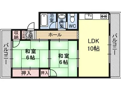 旭マンション(2LDK/1階)の間取り写真