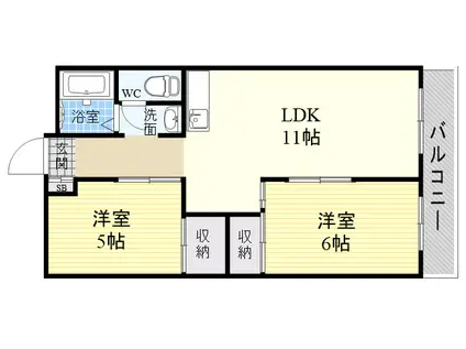 ロックハイツ(2LDK/1階)の間取り写真