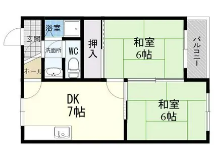 ガーデンヒル平野(2LDK/4階)の間取り写真