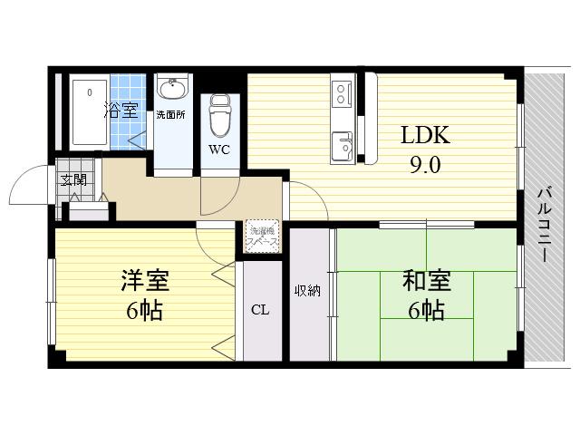 グリーンハイムA(2LDK/2階)の間取り写真