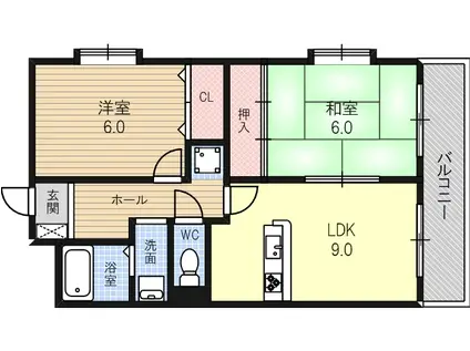 グリーンハイムA(2LDK/2階)の間取り写真