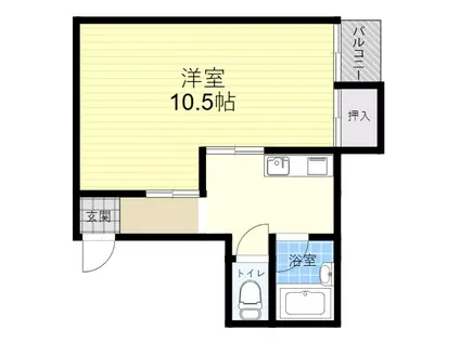 メモリアルタウンC棟(1K/2階)の間取り写真