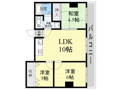 フローラル平野(3LDK/10階)の間取り写真