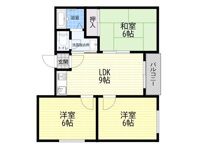 フローラル平野(3LDK/1階)の間取り写真