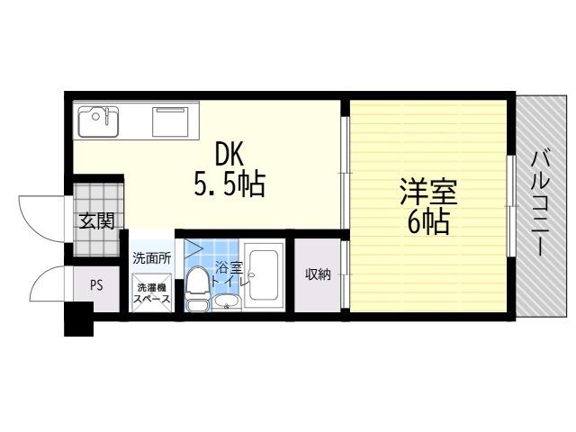 リベラルパレス平野(1DK/5階)の間取り写真