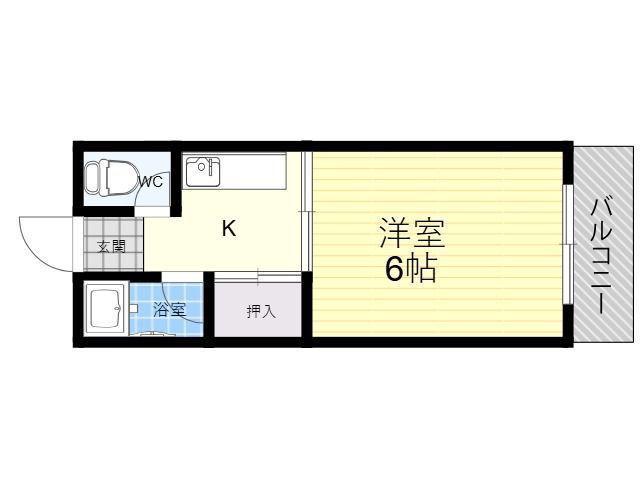 田辺ハイム(1K/1階)の間取り写真