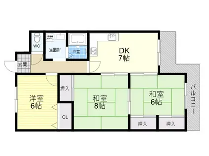 グランドール大鳥(3DK/1階)の間取り写真