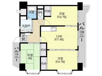 ラフォーレ平野(3LDK/2階)の間取り写真