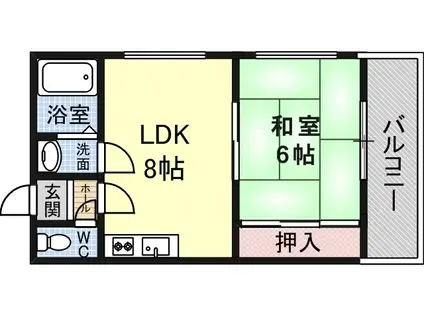 シャトー吉崎(1LDK/3階)の間取り写真