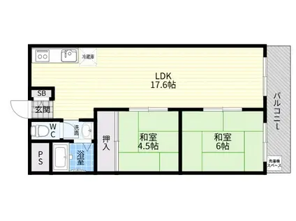 ノウブルハイツ平野(2LDK/3階)の間取り写真