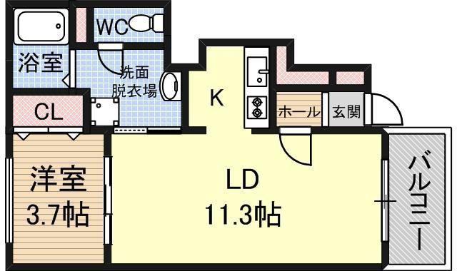 メゾン ソレイユ(1LDK/1階)の間取り写真