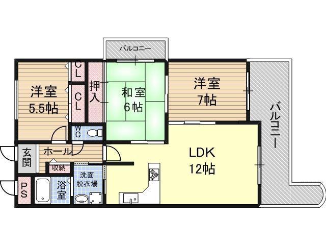 サンシティ摂陽Ⅱ(3LDK/9階)の間取り写真