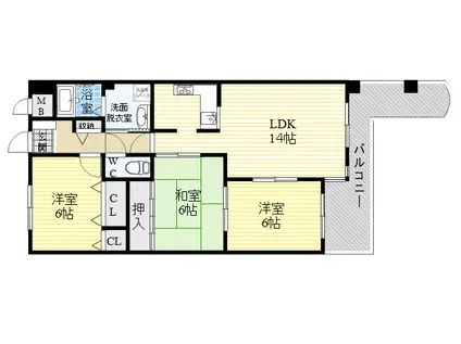 サンシティ摂陽Ⅱ(3LDK/9階)の間取り写真
