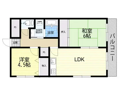メゾンエスポアール(2LDK/6階)の間取り写真