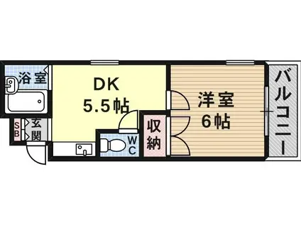 エクラ針中野(1DK/5階)の間取り写真