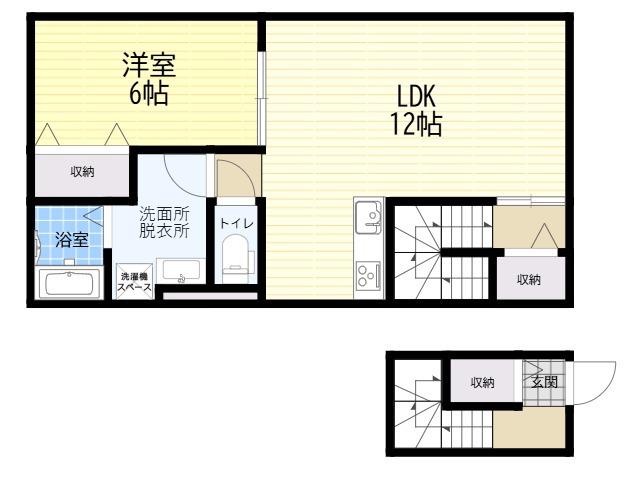 FINE SQUARE喜連(1LDK/2階)の間取り写真