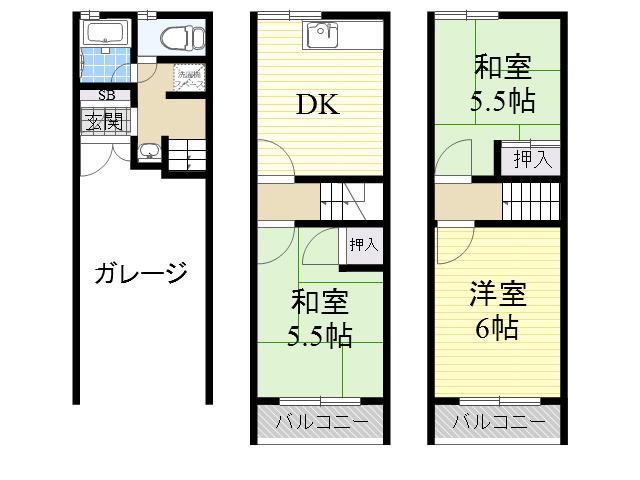 おおさか東線 新加美駅 徒歩15分 3階建 築30年(3DK)の間取り写真