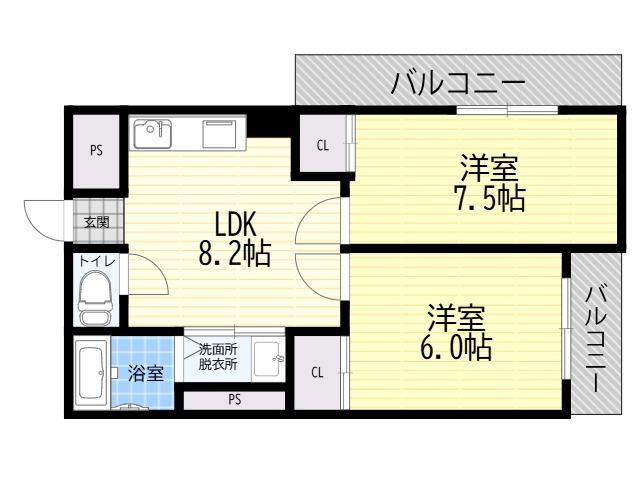 宝樹レジデンス(2LDK/3階)の間取り写真