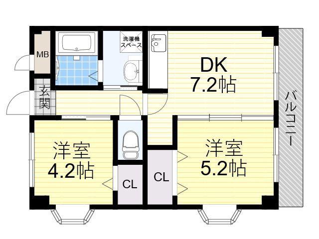 ファイブコート今川(2DK/3階)の間取り写真