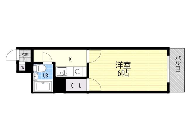 ハイツムラタ今川(1K/5階)の間取り写真