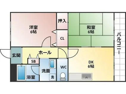 セゾン2番館(2LDK/3階)の間取り写真