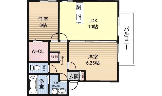 ヴェルドミール(2LDK/1階)の間取り写真