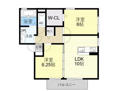 ヴェルドミール(2LDK/2階)の間取り写真