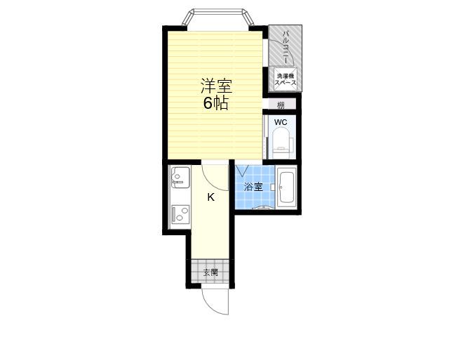 マーキュリー東住吉B棟(1K/2階)の間取り写真