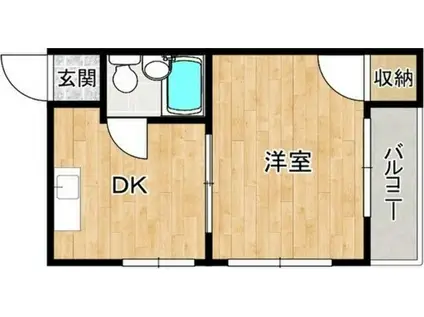 背戸口シティハイツ(1DK/3階)の間取り写真