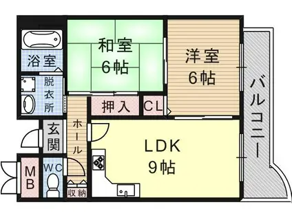 ボナールデト(2LDK/4階)の間取り写真