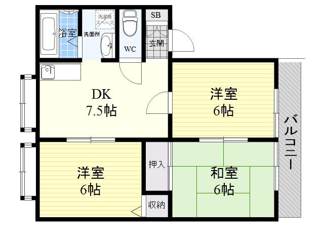 サンライフ藤井(3DK/1階)の間取り写真