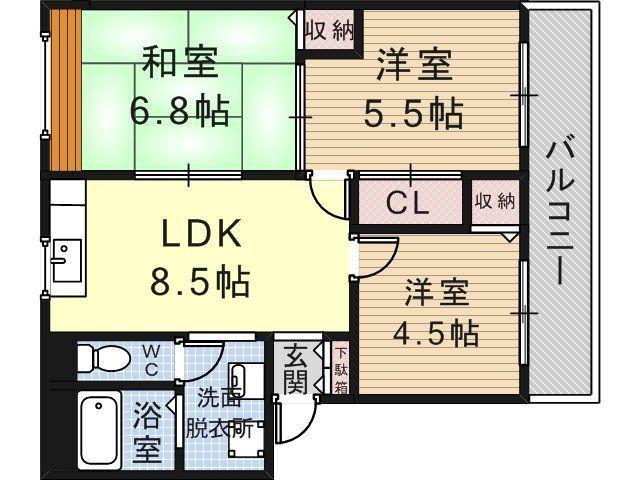 ファミーユ白鷺(3DK/2階)の間取り写真