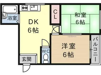 プロモントワール(2DK/2階)の間取り写真