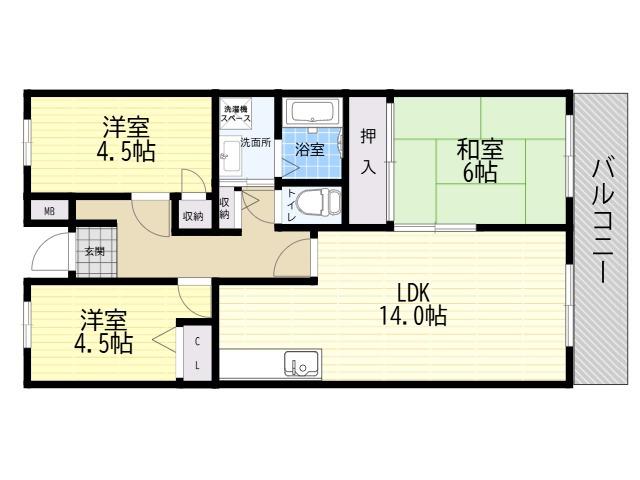 シティハイム平成(3LDK/1階)の間取り写真