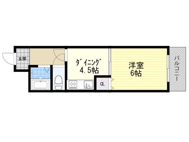 ミタカホーム8番(1DK/6階)の間取り写真
