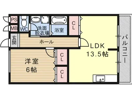 ハッピーコーポレート(1LDK/4階)の間取り写真