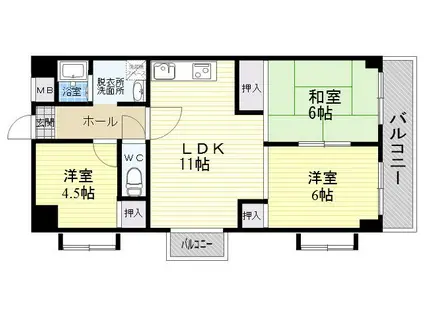 アルデール中野(3LDK/3階)の間取り写真